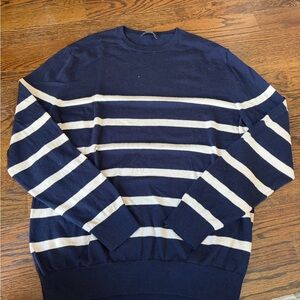 Charles Tyrwhitt Men's Sweater in Navy and Cream Stripes